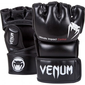 Перчатки для ММА Venum Impact-Black-Skintex Leather
